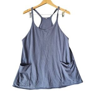 Free Movement Hot Shot Tank Dress Pockets Zipper Blue Cotton Blend w/ Shorts S